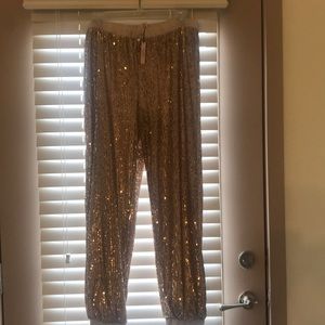 Gold Sequins Pajama Pants